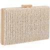EVEOUT Pochette in Paglia per Donne Estate Boho Clutch con Catena per Matrimonio Festa Borse a tracolla Intrecciata per Spiaggia Vacanze