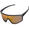 UVTQSSP Occhiali da Ciclismo UV400 Protezione Occhiali Sportivi Uomo Donna TR90 Montatura Ultralight Occhiali da sole per MTB Strada Corsa Enduro, Montatura Nera/Lente Oro