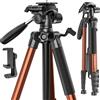POLAM-FOTO Porfessional - Treppiede per fotocamera da 188 cm, in alluminio resistente, treppiede compatto con borsa per il trasporto, con supporto per telefono