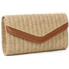 EVEOUT Pochette Envelope in Paglia Donna Estate Boho Clutch Rafia con Catena Matrimonio Festa Borsa Intrecciata a Tracolla per Spiaggia
