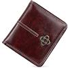 AdiStylinno Portafoglio da donna piccolo, in morbida pelle PU con fiore Snap Bifold Slim Mini portafoglio da donna retro porta carte portafoglio wtih zip portamonete ID finestra 6 slot per carte