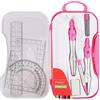 Lifreer Set di bussole per geometria, set da 10 pezzi per studenti di geometria, include scatola portaoggetti, righelli, goniometro, bussola, gomma, temperamatite, ricariche di piombo, matita per disegno e
