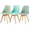 EGGREE Set di 3 sedie da pranzo con gambe in legno massiccio di faggio Certificato SGS, Sedia imbottita dal design scandinavo Sedia da cucina in legno, Verde Menta+Verde Gelato+Verde Matcha