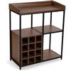 Versa Portabottiglie, stile industriale, 120x65x30 cm, legno MDF e metallo, nero e marrone