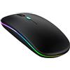 TEEKU Mouse wireless ricaricabile con illuminazione a LED, silenzioso, 2,4 G, mouse wireless (nero, taglia unica)