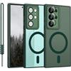 YUANDMI Custodia Magnetica Compatibile con Samsung Galaxy S24 Ultra Verde Opaco