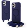 BGHHEU Magnetica Cover per iPhone 12 Mini con Cordino,[Compatible con Magsafe],Custodia Silicone con Regolabile Collana Sottile Morbida Case,Blu