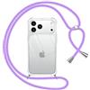 Pnakqil Cover per iPhone 17 Pro con Cordino, Trasparente Custodia con Laccio Tracolla Cellulare Girocollo Collana Protettiva per iPhone 17 Pro 6,3 Pollic, Viola 01