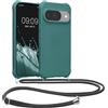 kwmobile Custodia Compatibile con Google Pixel 10 / Pixel 10 Pro Cover - Back Case in Silicone TPU - Protezione Smartphone con Cordino - petrolio