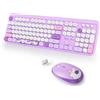 SbocKeeb Tastiera Colorata e Mouse Wireless, Cute Tastiera Wireless con Tastierino Numerico, Retro Macchina Da Scrivere Full-sizewith Tasti Rotondi, 2.4 GHz, Americana QWERTY