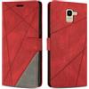 SONWO Cover per Samsung Galaxy J6 2018, Flip Caso in PU Pelle Case Cover Custodia con Slot per Schede e Supporto Stand per Samsung J6 2018, Rosso
