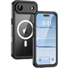 Lanhiem Cover per iPhone 17 Air Impermeabile - Antiurto [Compatibile con MagSafe] Infrangibile 360 Subacquea Integrata IP68 Waterproof Chantier Antipolvere per iPhone 17 Air,Nero