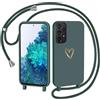 CaseLover Cover per Samsung Galaxy A23 5G/4G con Cordino, Custodia con Laccio Collana Regolabile Morbida Silicone Case con Motivo Cuore AntiGraffio Antiurto Protettiva Cover per Samsung A23, Verde