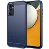 owlhold Cover per Samsung Galaxy A15 4G/5G, Custodia Spazzolata e Fibra di Carbonio Morbido Silicone TPU Slim Fit Case, Antiurto, Antigraffio, Antiscivolo, Protezione Grado Militare, Blu