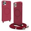 VAVAVOOMY Cover Compatible con iPhone 11 Pro Max(6.5) rimovibile custodia in silicone,[Antiurto][Antiscivolo] Custodia con Regolabile Collana per Cordino Collana Necklace Cover Corda-Rosso