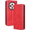 XINNI Cover per Oppo Reno 12 F 5G/Oppo Reno 12 FS 5G Custodia, retrò Flip Magnetica Pelle PU/TPU Portafoglio, Rosso