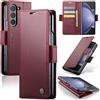 Rerzoiro Cover per Samsung Galaxy Z Fold 5 Custodia Portafoglio [Blocco RFID] Premium Pelle PU Wallet Case Flip Libro con Porta Carte Slot Supporto Flip Case per Samsung Galaxy Z Fold 5, Rosso