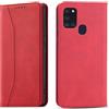 OKZone Cover per Samsung Galaxy A21S, Custodia Flip Pelle Portafoglio Magnetica Libro [Slot Schede], Silicone TPU Bumper Wallet Supporto Cover, Antiurto [Kickstand] (Rosso)
