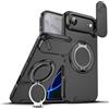 BAFUGU Cover Magnetica per iPhone 17 Air, Compatibile con MagSafe, Custodia Protezione Fotocamera Scorrevole, con Rotazione a 360° supporto a cerchio nascosto, Cover antiurto-Black