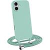 MyGadget Cover con Cordino per iPhone 16 Plus - Custodia con Corda - Case Opaca Antiurto | Bumper con Laccio | Tracolla - Practical Stylish - Verde Menta