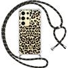 ZhuoFan Custodia con Cordino per Samsung Galaxy S24 Ultra 5G 6,8, Trasparente Aesthetic Leopard Disegni Cover con Collana Morbido Telaio Silicone TPU Rigido PC Bumper Antiurto Case con Laccio, 02