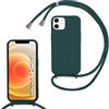 Belzsxy Cover per iPhone 12 mini con Cordino, Custodia con Laccio Collana Tracolla Collo Liquido Silicone Antiurto TPU Antiurto AntiGraffio Case,Verde