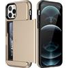 JETech Cover Portafoglio per iPhone 12 Pro Max 6,7 Pollici con Porta Carte, Custodia Protettiva Antiurto Doppio Strato, Slot Nascosto Scorrevole (Oro)