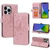 CASAFUNY Custodia per iPhone 14 Pro Custodia Pelle Protettiva Portafoglio Magnetica Flip Case Libro per iPhone 14 Pro, Rosa