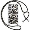 ZhuoFan Custodia con Cordino per Samsung Galaxy A54 5G 6,4, Trasparente Aesthetic Leopard Disegni Cover con Collana Morbido Telaio in Silicone TPU Rigido PC Bumper Antiurto Case con Laccio, 02