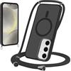 Yoedge Magnetica Cover per Samsung Galaxy S24 Plus 5G con Cordino, Compatibile con MagSafe, Corda Collana Tracolla Laccio Custodia Traslucida PC TPU Antiurto Protettiva Case per Samsung S24 Plus, Nero