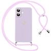 Oelrstfe Cover per iPhone 16 Plus con Cordino,Custodia Silicone Morbido Sottile con Motivo Cuore e Collana Laccio Tracolla,Antiurto Antigraffio Corda Collo Regolabile Protettiva Case,Viola
