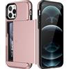 JETech Cover Portafoglio per iPhone 12 Pro Max 6,7 Pollici con Porta Carte, Custodia Protettiva Antiurto Doppio Strato, Slot Nascosto Scorrevole (Oro Rosa)