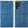 OKZone Cover per Samsung Galaxy S22 Ultra, Cover a Libro Samsung S22 Ultra, Custodia in Pelle Samsung S22 Ultra Magnetica [Portafoglio] Custodia Silicone TPU,Funzione Supporto Slot Schede (Blu)