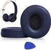 SoloWIT® Cuscinetti Auricolari Ricambio per Beats Solo 2 e Solo 3 Wireless On-Ear Cuffia con morbida pelle proteina/memory foam/nastro adesivo forte - Blu Navy