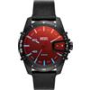 Diesel Orologio Caged da uomo, movimento a tre lancette con data, cassa in acciaio inossidabile nero da 46 mm con cinturino in pelle, DZ1948