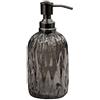 nu steel Glacier Collection, dispenser di sapone liquido ricaricabile in vetro con finitura nera e finiture in metallo, bottiglia per bagno, vanità, per lozioni, disinfettante per le mani, fumo, oro