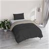 Italian Bed Linen Copripiumino Singolo, Tinta Unita Double Face, Parure Copripiumino VERA, con Sacco Piumone 150x200cm + federa 50x80cm FUMO/GRIGIO CHIARO