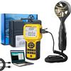 H HOLDPEAK Anemometro Digitale Portatile HoldPeak Anemometro Digitale per Esterno per CFM CMM HVAC, Temperatura del Flusso D'aria, Misuratore di velocità del Vento con Retroilluminazione e Porta USB HP-856A