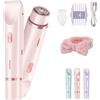 Vgpbphj Rasoio elettrico da donna 2 in 1, rasoio elettrico a doppia testa, per depilazione indolore, rasoio per il corpo, impermeabile IPX7, uso bagnato e asciutto per viso, corpo (rosa)