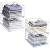 QIWODE Organizer per armadio, impilabile, in filo metallico, per riporre vestiti, colore bianco, confezione da 4