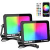 Willpower 2x Faretto LED da Esterno RGB 200W, Fari LED con APP Bluetooth Telecomando, Cambio Colore Rgbw, Proiettori Dimmerabile con Memoria,Timer, Modalità di Strobo DIY, per Giardino Palco Partito