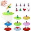 Fandipitous 8 coperchi in vetro in silicone, coperchi in silicone per bicchieri, coperchio anti-polvere per bicchieri con manico natalizio dei cartoni animati, riutilizzabili