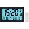 Infactory Stazioni meteorologiche (Casa e Cucina) - Orologio Digitale: Orologio radiocontrollato XL con Doppia Sveglia, Termometro/igrometro, Giorno, Data, Nero (da Parete Digitale)