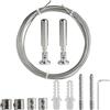 Jiujuda9 Kit di fissaggio a parete da 10 m, filo per tenda in acciaio inox, corda di tensione, sistema di tensione per corda per biancheria, tende da doccia, filo fotografico, tende da balcone