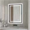 furduzz Specchio da bagno a LED con cornice nera, specchio da parete 450 x 600 mm con luci frontali e retroilluminate, funzione di memoria, dimmerabile, specchio da trucco appeso anti-appannamento