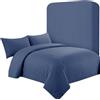 AR Ware Set Copripiumino Super King in Raso a Righe - 4 Pezzi Blu Scuro Morbido, Set di Biancheria da Letto in Stile Hotel con 2 Fodere per Cuscini e 1 Lenzuolo con Angoli