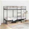 vidaXL Letto a Castello Senza Materasso Nero 75x190 cm in Acciaio, Struttura Letto, Rete Letto, mobili Camera da Letto, Letto a soppalco