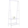 HUOLE Mobile Appendiabiti da Ingresso, Stand Appendiabiti da Terra Moderno Scaffale Porta Abiti da Camera con Ganci e Scarpiera a 2 Livelli, 59,5 x 36,5 x 160 cm (Bianco-59,5 * 36,5 * 160 cm)