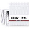 Fuxury Bubble Mailers 20,5 x 30,5 cm, confezione da 40 buste imbottite autosigillanti, impermeabili, bianche