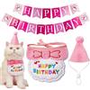SSKHE Set di cappelli di compleanno per cani, sciarpe, striscioni, bandana, abbigliamento e accessori per cani di piccola taglia, mini cappelli da festa per animali giocattolo, vestito da gattino